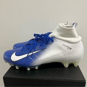 Nike Vapor Untouchable Pro 3 White/Blue Football Cleats AO3021-145 Mens Size 13